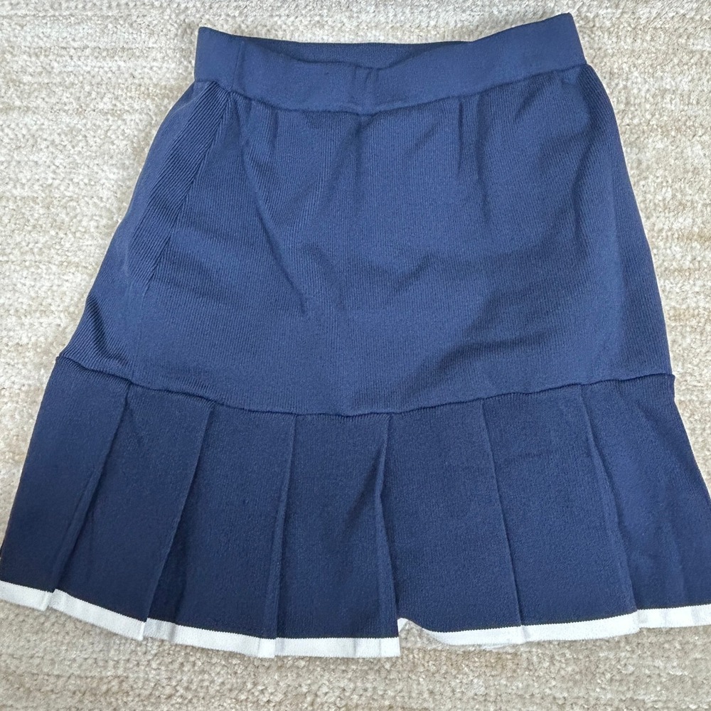 Sincerely Jules Womens Preppy Tenniscore Pleated Knit Mini Skirt Navy Blue XS